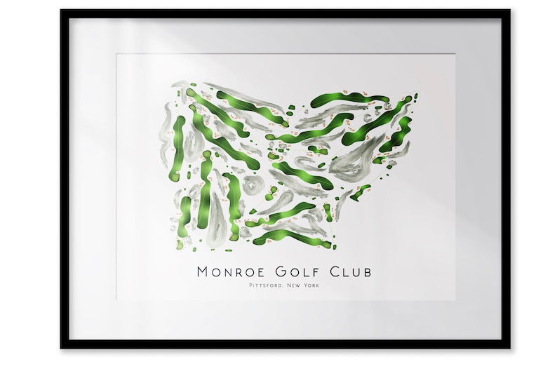Monroe Golf Club New York Minimalist Golf Course Map Golf Course Print