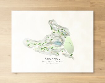 Krokhol Disc Golf Course Noruega Disc Golf Course Minimalista Golf Mapa Disco Golf Decoración Regalo Pared Arte Impresión Golf Home Decor UNFRAMED