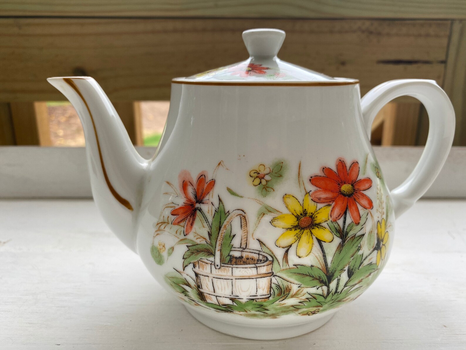 VTG Japanese Porcelain Teapot Multi Hand Painted Floral Decor Etsy