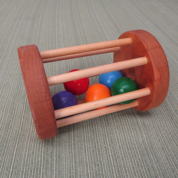 Handmade Wooden Ball Rattle, H540 Wooden Baby Toy, Tumbler Rattle, Natural Rattle, Infant Rattle, Rolling Ball Rattle, Roling Bell Rattle