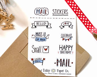 Sticker Sheet, Snail Mail Sticker Set - Variety Sticker Set - Mailing Stickers - Envelope Stickers - Packaging Stickers - Vinyl Stickers