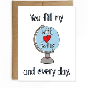 Valentine Card Wife, Husband Anniversary Card for Husband, Anniversary Card for Wife You Fill My World with Love LO2016121502SF image 1