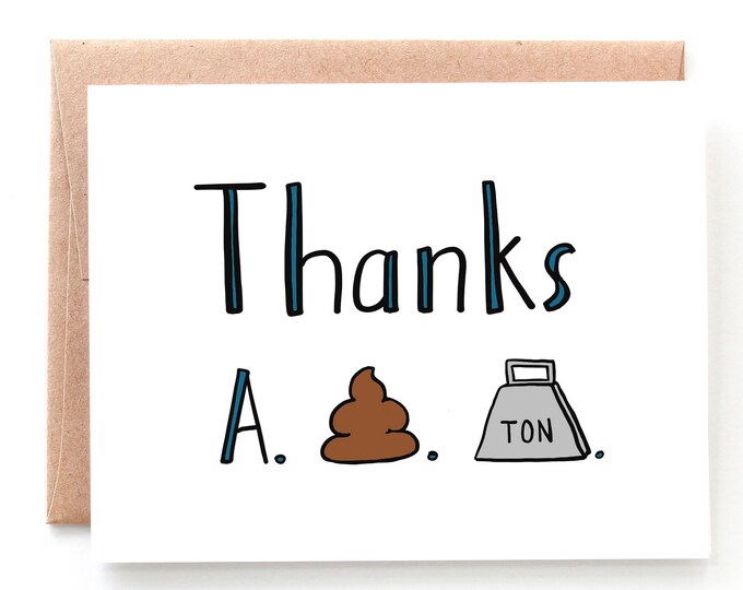 Thank You Card Funny Funny Thank You Card Punny Card Etsy
