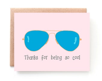 Thank You Card - Funny Thank You Card - Pink Thanks for Being So Cool by Yellow Daisy Paper Co. - TY2017072010SF