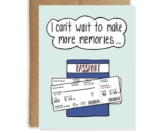 Travel Memories Card, Anniversary Card, Valentine's Day Card - Birthday Trip Card - International Travel, Vacation Card, Passport Gift