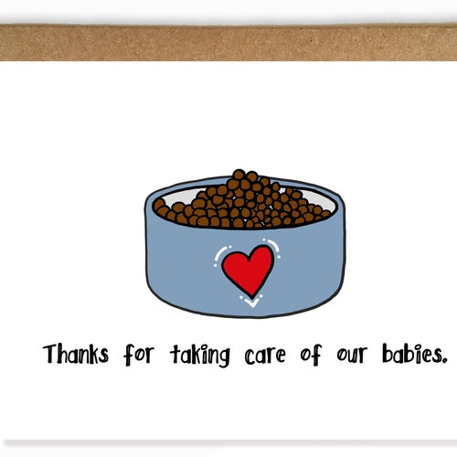 Pet Sitting Thank You Card Pet Sitter Card Dog Sitting Etsy