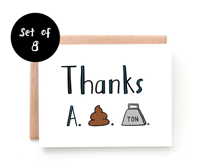 Funny Thank You Card Funny Card Set of 8 Cards Set of - Etsy
