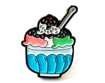 Ice Cream Pin - Ice Cream Sundae Pin - Ice Cream Lover Gift - Summer Gift - Enamel Lapel Pin - Sweet Treats Ice Cream Sundae