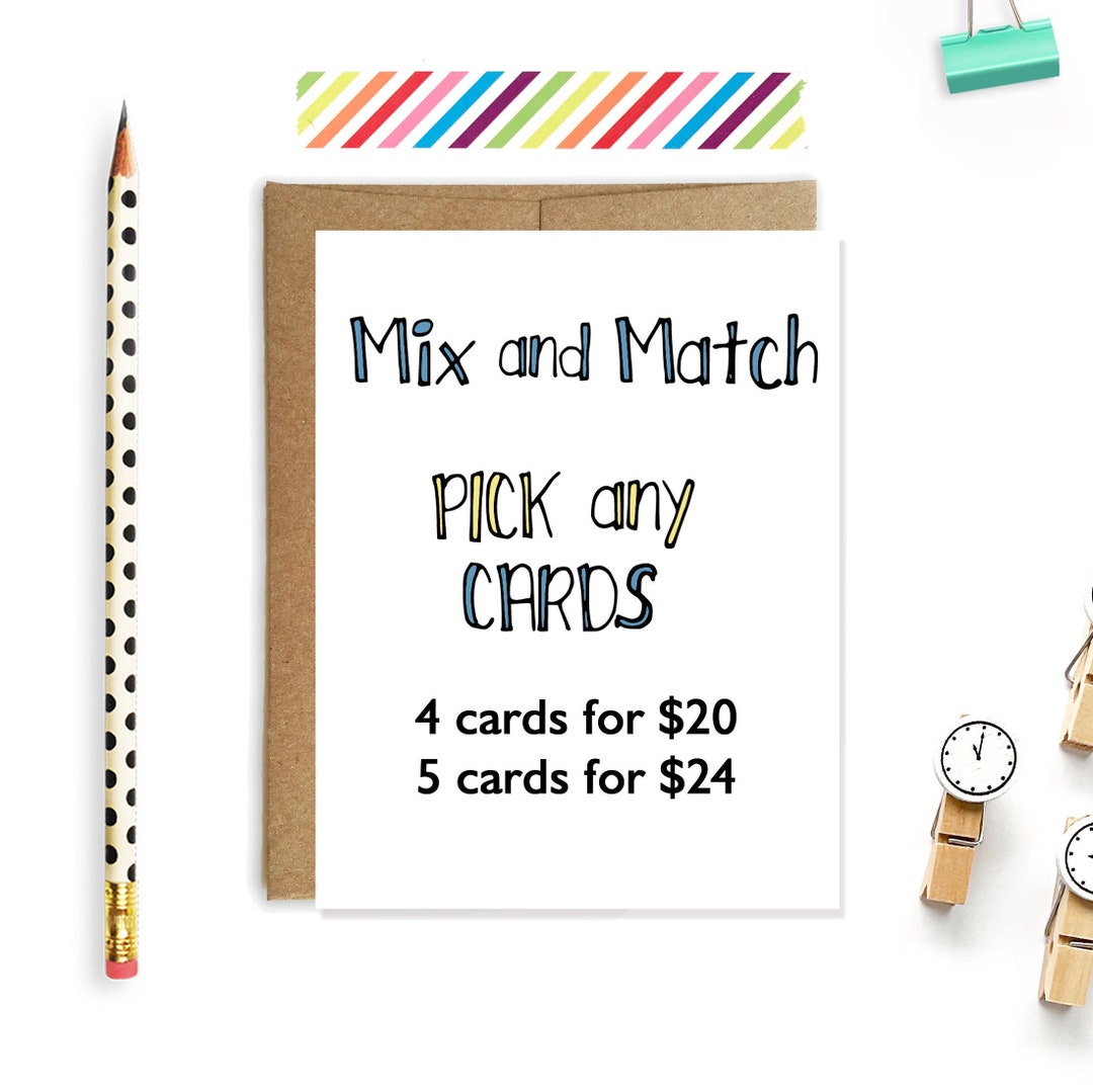 Mix and Match Cards Value Pack Set of Cards Variety Pack Etsy
