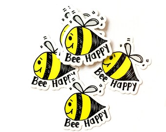 Bee Vinyl Sticker - Bee Happy Decal Stickers - Packaging Stickers - Laptop Stickers - Bee Vinyl Stickers - ST2018110701SD