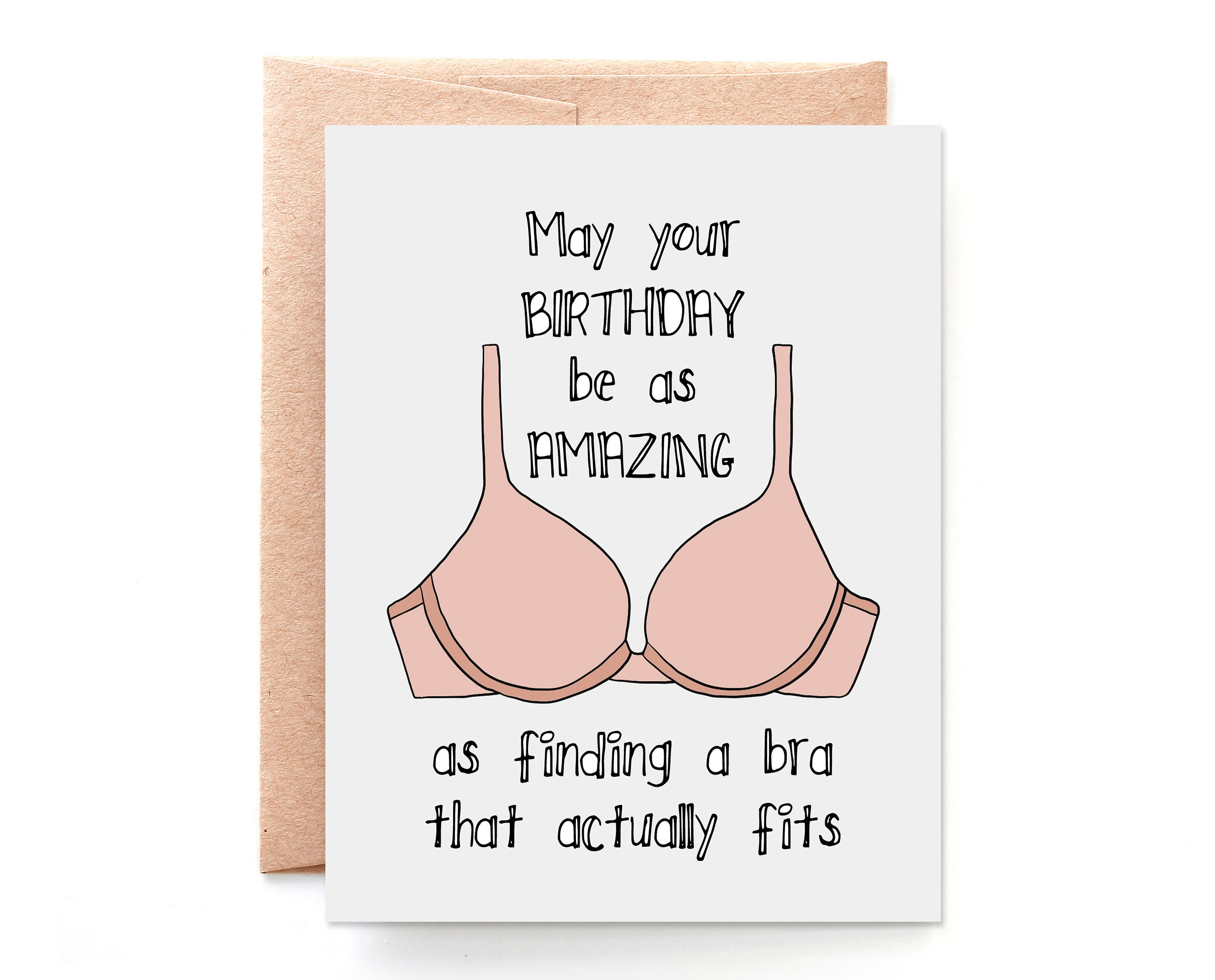 Funny Birthday Card for Her Best Friend Birthday Card Well Fitting Bra  Happy Birthday Yellow Daisy Paper Co. HB2018062709SF 
