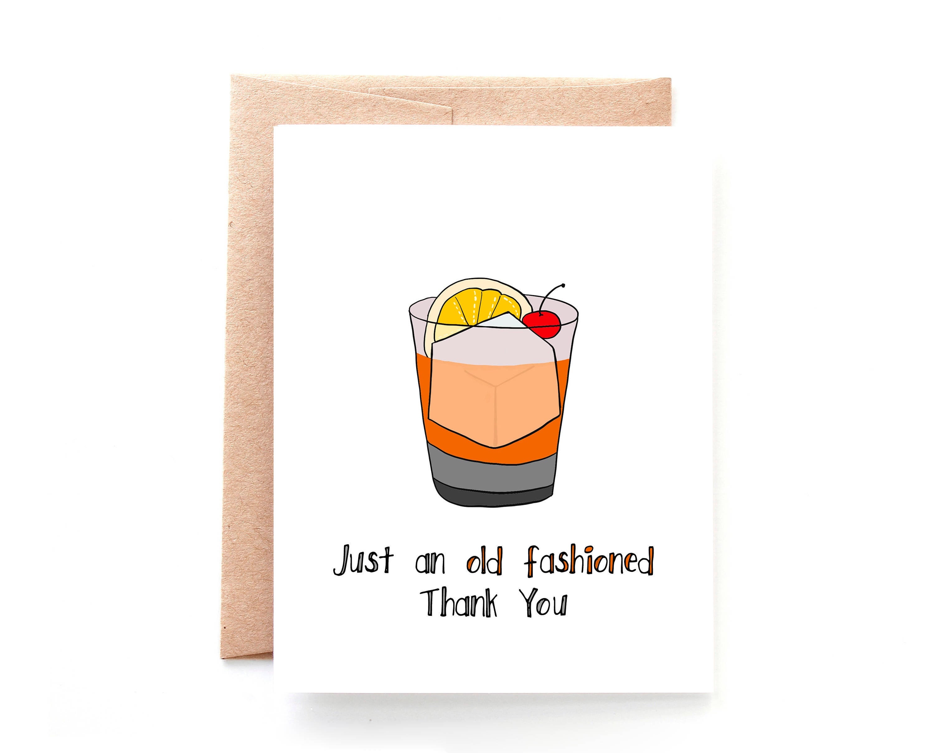 Funny Thank You Card Punny Thank You Card Cocktail Old Etsy