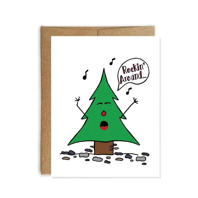 Rockin Around the Christmas Tree Funny Christmas Card Funny Etsy