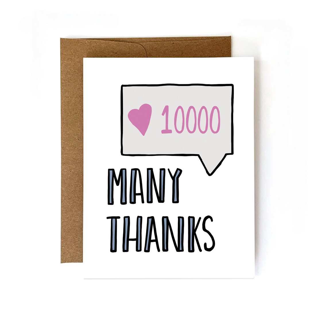 Thank You Card, Many Thanks, Cute Thank You Card Thank You Note