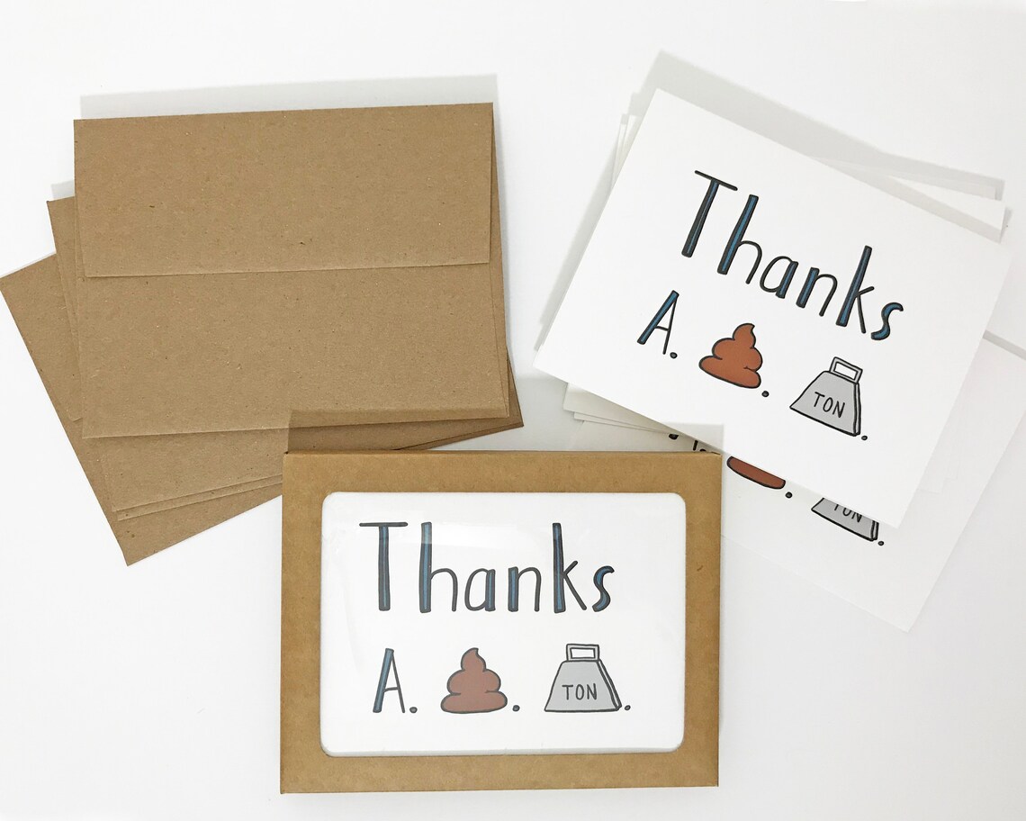 Funny Thank You Card Funny Card Set of 8 Cards Set of Etsy