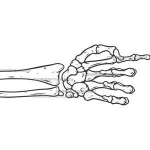 Pointing Hand Sign, Skeleton Hand, Vector Illustration, Clipart, EPS SVG PNG