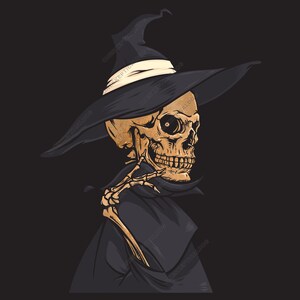 Skull, Witch, Halloween, Skeleton Head, Vector Illustration, Clipart, EPS SVG PNG