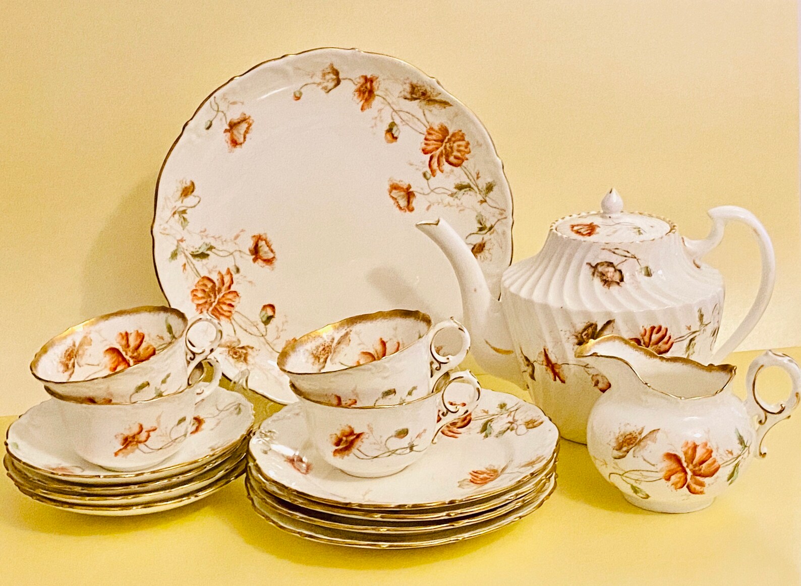 RARE Antique English part Tea set with Teapot Serving Plate Etsy