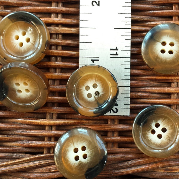 7/8", Lovely Tortoise  Buttons -  Bulk Button Lot - Brown, Black, Tan, Cream Buttons - Thick with four holes- 50 buttons per bag