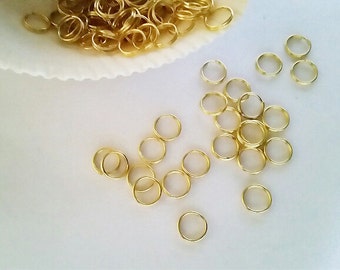 50 Gold Plated Double Loop Split Jump Rings 8mm Jewelry Findings GDLJR8MM-50BD5-BD2-102