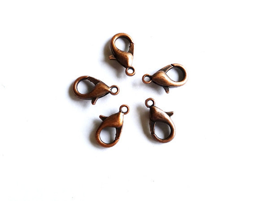 5 Copper Tone Lobster Clasp Connectors 16 Mm X 8 Mm Jewelry Etsy