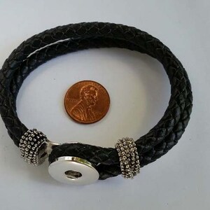 1 Black Leather Snap Bracelet for Snap Buttons BLSB-1WD5/OF4 image 3