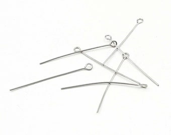20/50/100 Stainless Steel Eye Pins 40mm Jewelry Findings SSEP40MM-00BD3-96
