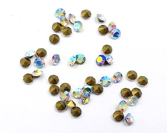 50 Aurora Borealis Wies zurück Runde facettierte Strasssteine ss8 Schmuck Zubehör AEPBRFRss8-50WB1