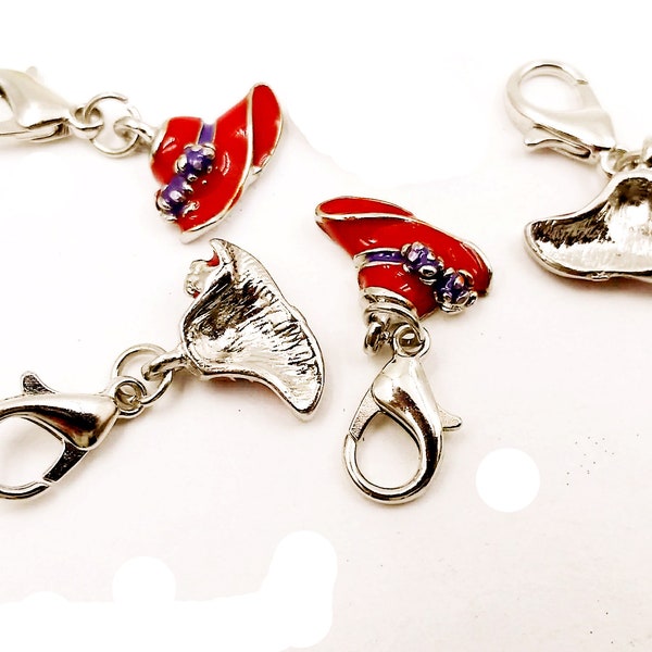 1 Enamel Dangle Red Hat Charm with Lobster Clasp Jewelry Supplies EDRHCLC29MM-1BD7-231