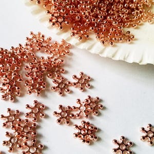 50 Rose Gold Snowflake Bead Spacers 8mm Jewelry Findings RGSBS8MM-50WD4