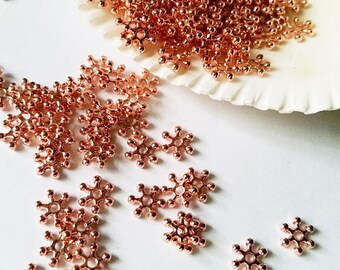 50 Rose Gold Snowflake Bead Spacers 8mm Jewelry Findings RGSBS8MM-50WD4