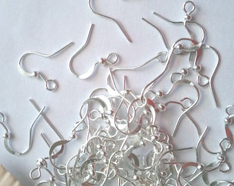 100 Silver Plated French Ear Wires Jewelry Findings Supplies SPFEW17MM-100BD6