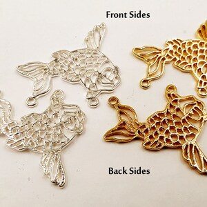 Origami Hollow Fish Pendant Gold Plated Silver Plated Jewelry Supplies Findings 30mm OHFPGS30MM-00BD2-50 image 4