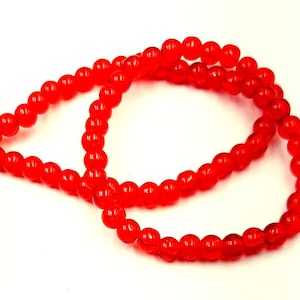 50 Red Glass Crackle Beads 6mm Jewelry Supplies RGCB6MM-50BD1-7