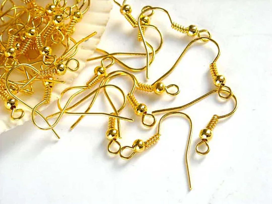20, 50 or 100 Gold Color Ear Wires Fish Hooks Jewelry Findings Supplies ...