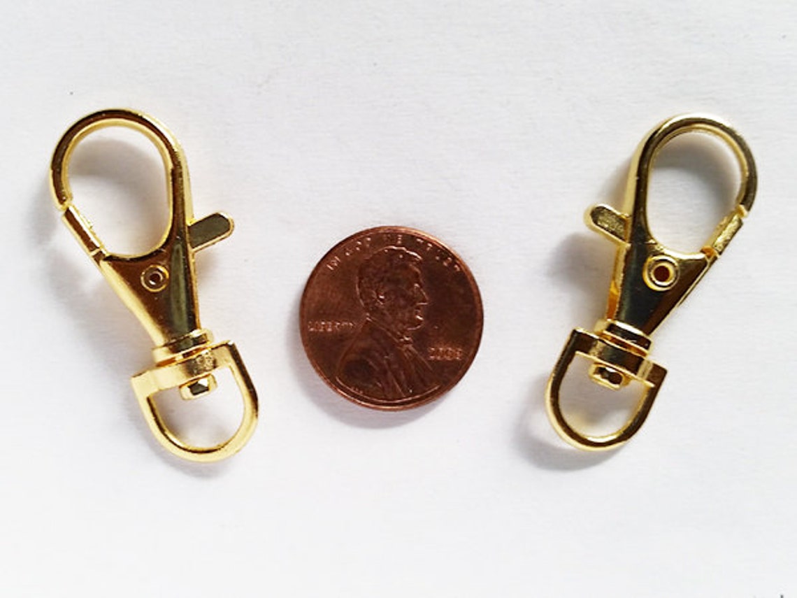 5 Gold Plated Lobster Clasp Swivel Key Ring 37mm X 16mm Etsy