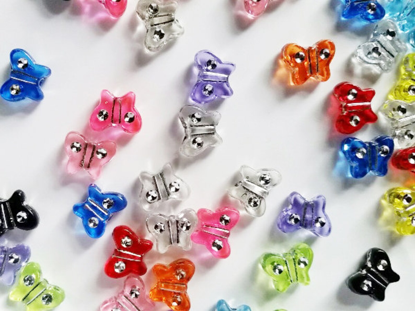 50 Acrylic Butterfly Assorted Colors Spacer Beads 11mm X 9mm Etsy