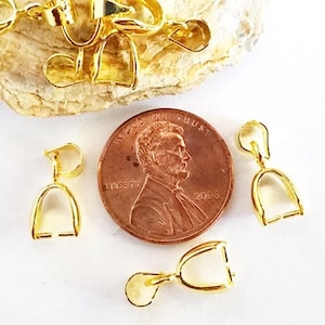 10 Antique Bronze or Gold Plated Pinch Bails 17mm x 7mm Jewelry Findings PB17MM-10BD2-62