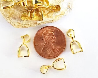 10 Antique Bronze or Gold Plated Pinch Bails 17mm x 7mm Jewelry Findings PB17MM-10BD2-62