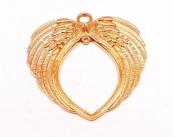 1 KC Light Gold Angel Wings Connector Pendant Jewelry Supplies KCLGAWC-1WD4-L