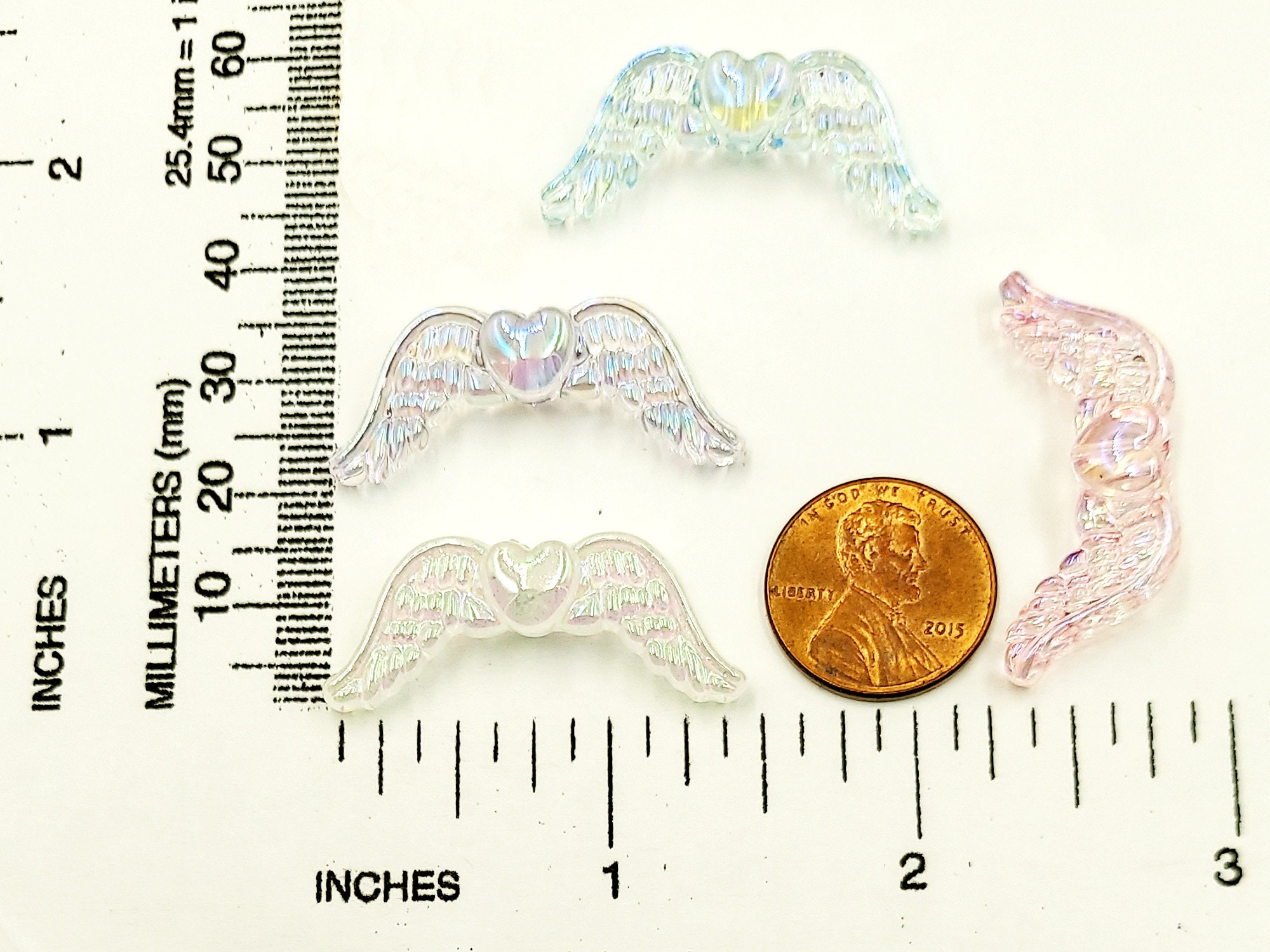 Random Angel Things 6 Random Acrylic Angel Wing Spacer Beads Jewelry Supplies RAAWSB30MM ...