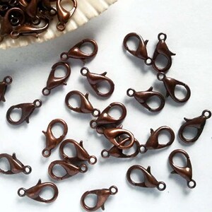 10 Copper Tone Lobster Clasp Connectors 12 mm x 6 mm Jewelry Finding CTLCC12MM-10D5