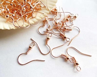20/50/100 Rose Gold Plated Fish Hooks Ear Wires Jewelry Findings Supplies RGFHEW19MM-00BD6