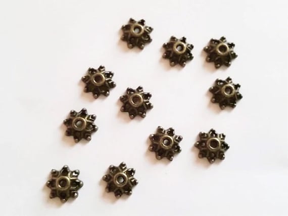 20 Antique Bronze Bead Caps 8mm x 8mm Jewelry Findings AABBC8MM-20BD1-2
