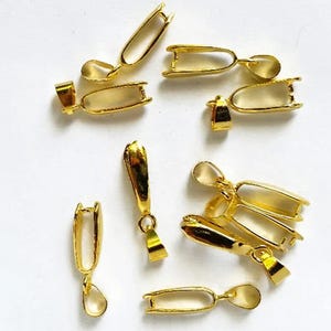 5 Gold Plated  8mm x 25mm Pinch Bails Jewelry Findings GPPB8MM-5D1