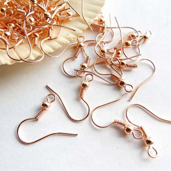 20/50/100 Rose Gold Plated Fish Hooks Ear Wires Jewelry Findings Supplies RGFHEW19MM-00BD6