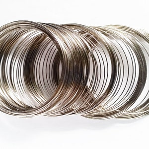 50 Loops Silver Tone Memory Beading Wire 70mm-75mm Diameter Jewelry Findings STMW70-50WD2
