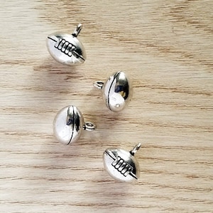 5 Antique Silver Football Charms 13mm x 13mm Jewelry Supplies ASFC13MM-5WD2