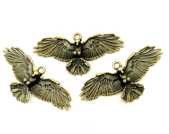 1 Antike Bronze Krähe Anhänger Schmuck Zubehör ABCP55MM-TD2-15