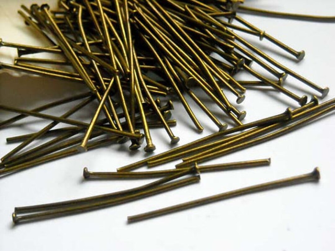 50 Antiqued Bronze Head Pins 30 Mm Jewelry Findings ABHP30MM-50WD3 - Etsy